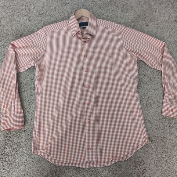 David Donahue Other - David Donahue Men's Orange Checkered Shirt - Size XLT (17/37)